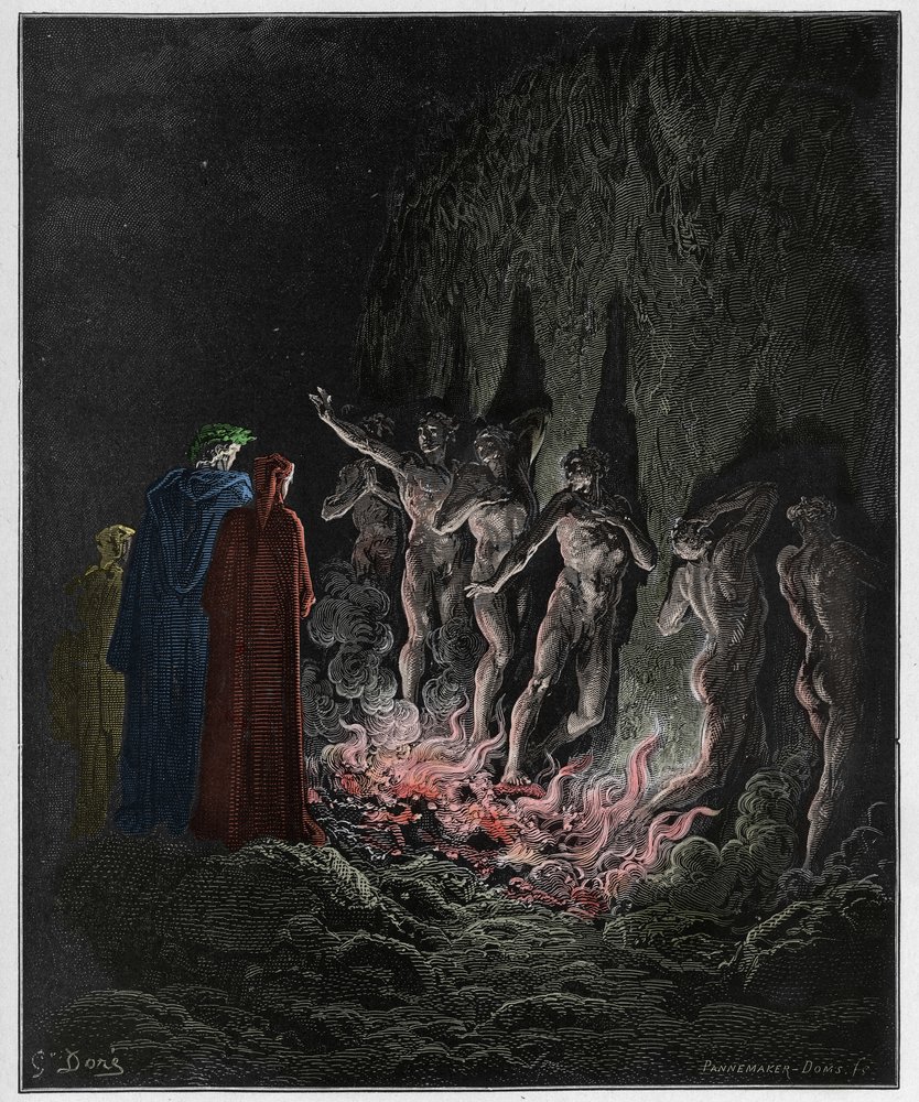 Purgatorio, Canto 25: The lustful pass through fire in the seventh ...